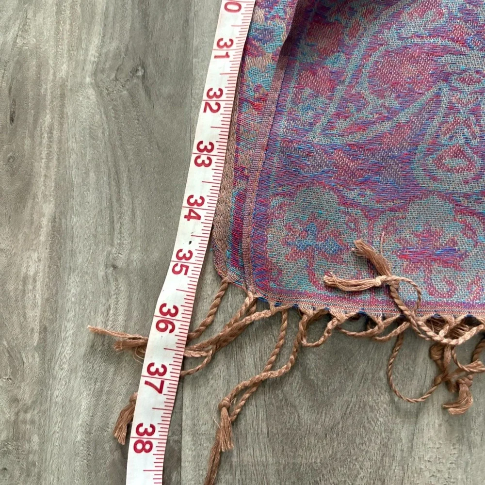 SAM WELL Pashmina Scarf‎ 100% Cashmere Made in NEPAL Purple Floral 27x70 inch